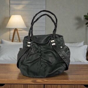 B. Markowsky Large Black Leather Hobo Purse w/ Matching Wallet!